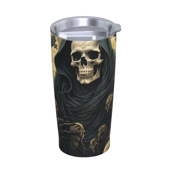 Grim Reaper Skeleton Skull Art Stainless Steel Tumbler with Lid and Straw 20oz Vacuum Insulated Travel Mug for Hot & Cold Drinks Coffee Wine Water Cup