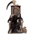 thumbnail image 1 of Grim Reaper Skeleton Throne Figurine - Scythe & Pet, Gothic Decor (10 Inches), 1 of 7