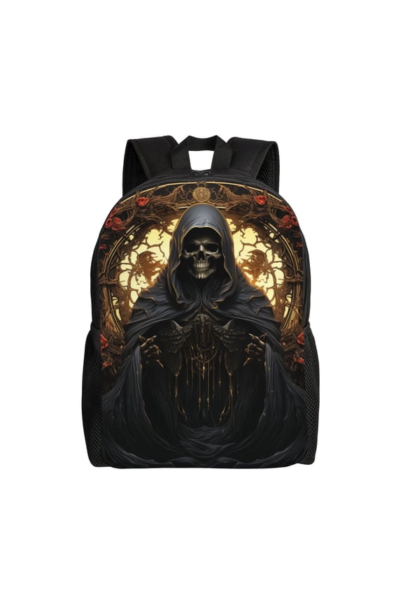 Grim Reaper Skull Angel Skeleton Cool Laptop Backpack, Padded 15.6 Inch Computer Compartment, Casual Travel Work Daypack