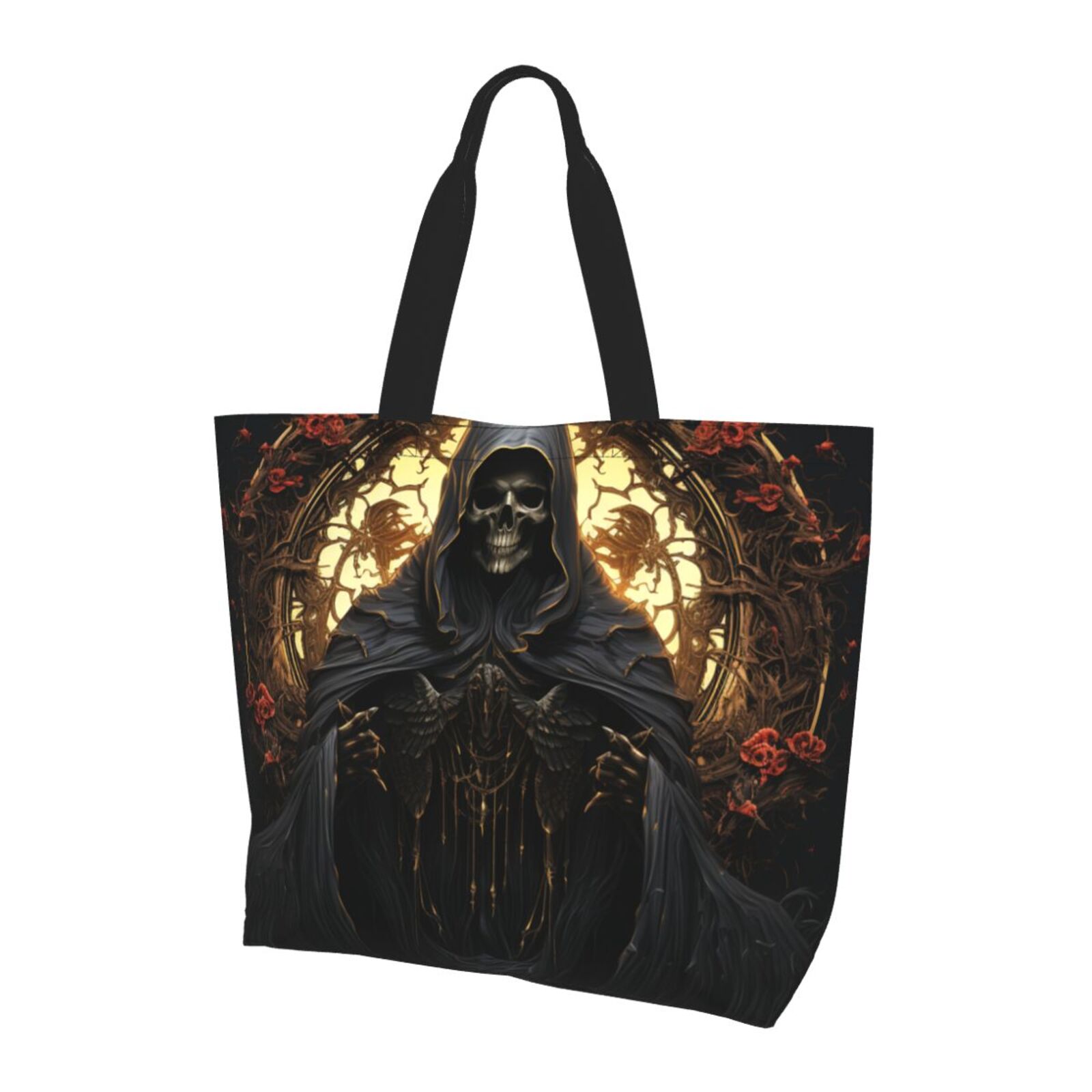 Sack Reaper Grim Reaper Skull Angel Skeleton Cool Women Reusable Bag Large Shoulder ...