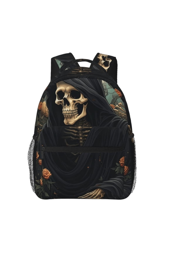 Grim Reaper Skull Angel Skeleton Skulls Laptop Backpack Travel Rucksack for Teens Adults, Fits 15-inch Notebook