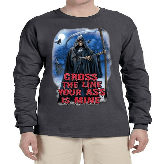 Grim Reaper Skull Horror T-shirt Long Sleeve Mens