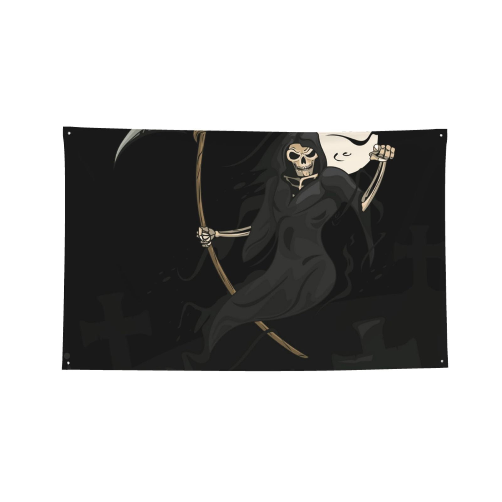 Grim Reaper Skull Moon Four Hole Decorated Banner Flag for Garden Yard Home Decoration Indoor Outdoor 4x6 Ft