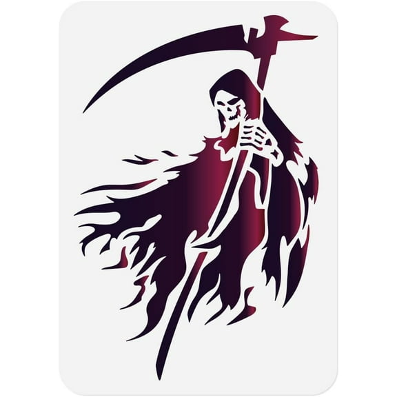 Grim Reaper Stencil Template 11.69 x 8.27 Inch Plastic Reusable Street Art Heaven Inspirational Graffiti Horror Halloween Craft Stencil for Painting on Wall Floor Wood Fabric Furniture Glass