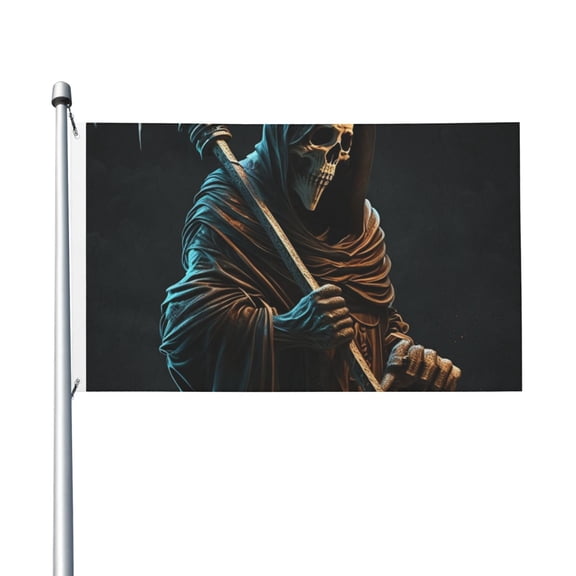 Grim Reaper With Scyth Skull Flag 3X5 Ft Garden Yard House Flags Banner Sign Outdoor Indoor Party Home Garden Decoration