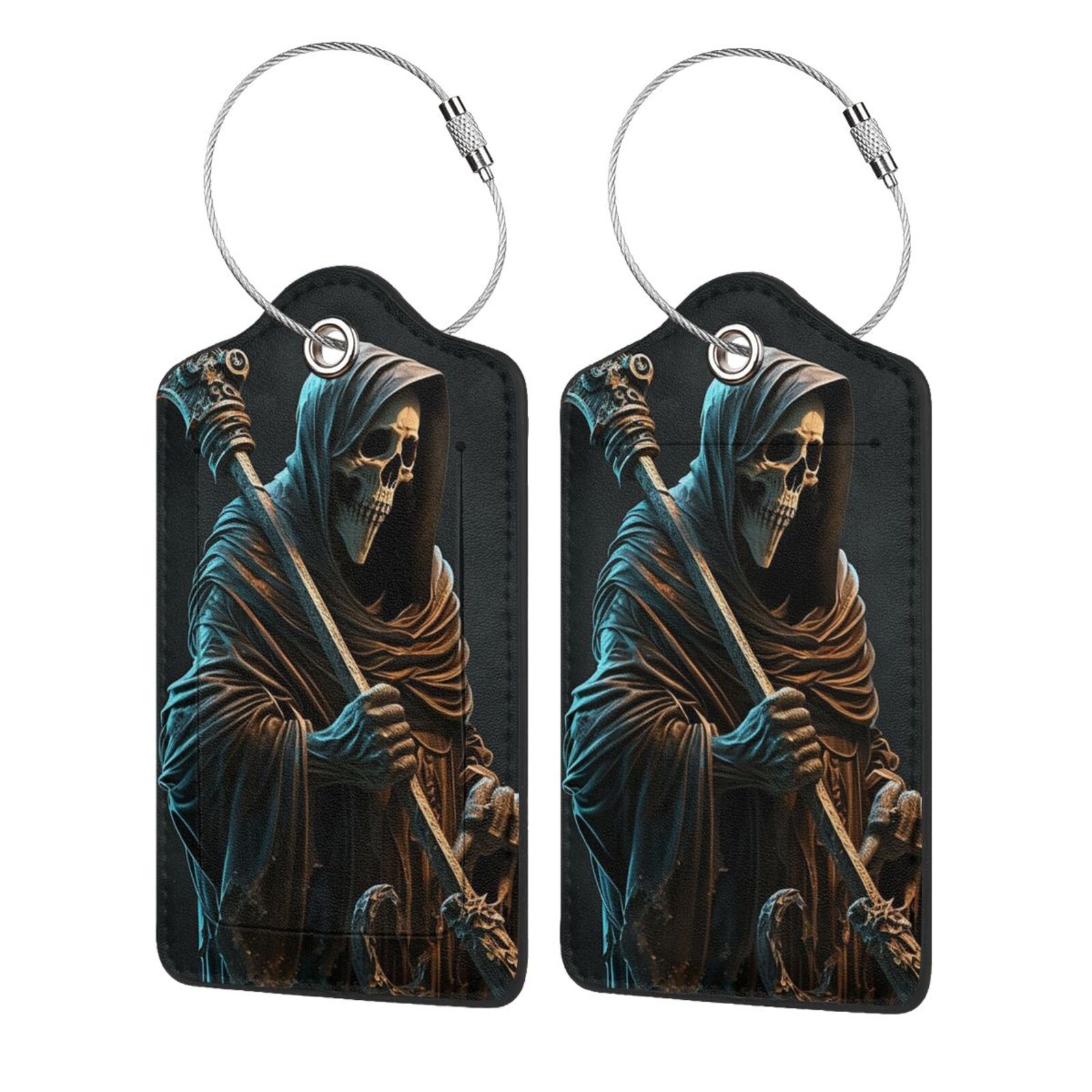 Sack Reaper Grim Reaper With Scyth Skull Luggage Tag for Suitcase 2 Pack Leather ...