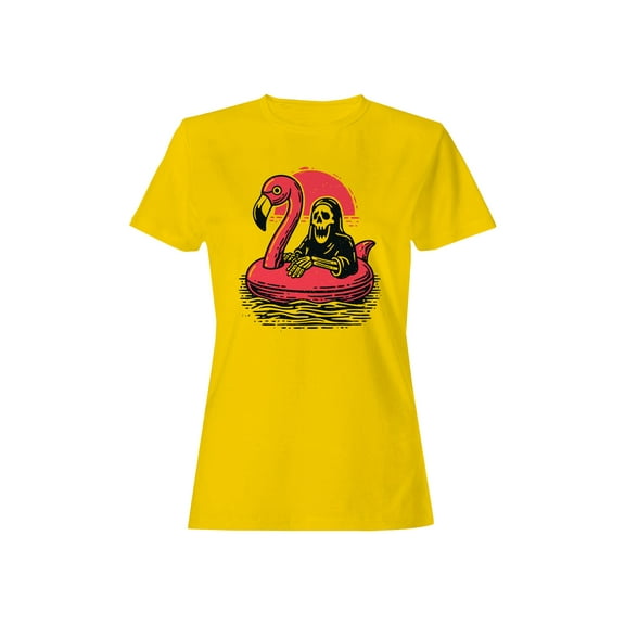 Grim Reaper on Flamingo Float Women's T-shirt