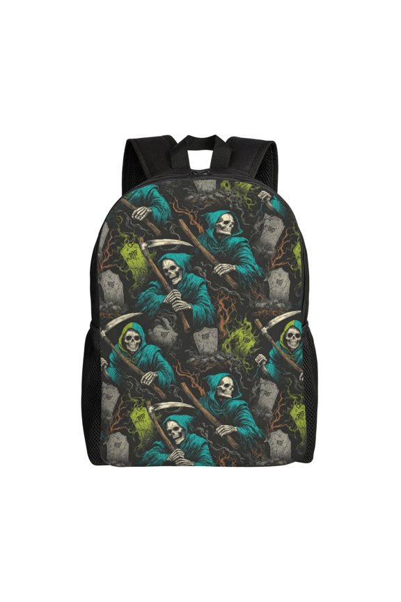 Grim Reaper Backpack with 15 Inch Laptop Compartment,Water-Resistant Daypack, Large Capacity Backpack with Adjustable Breathable Shoulder Straps for Daily Use Travel Gym