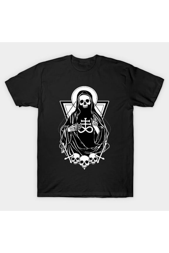 Grim The Macabre Saint Of Passing Funny Retro Goth Dark Humor Halloween Unisex Classic T-Shirt A106, From S to 5XL