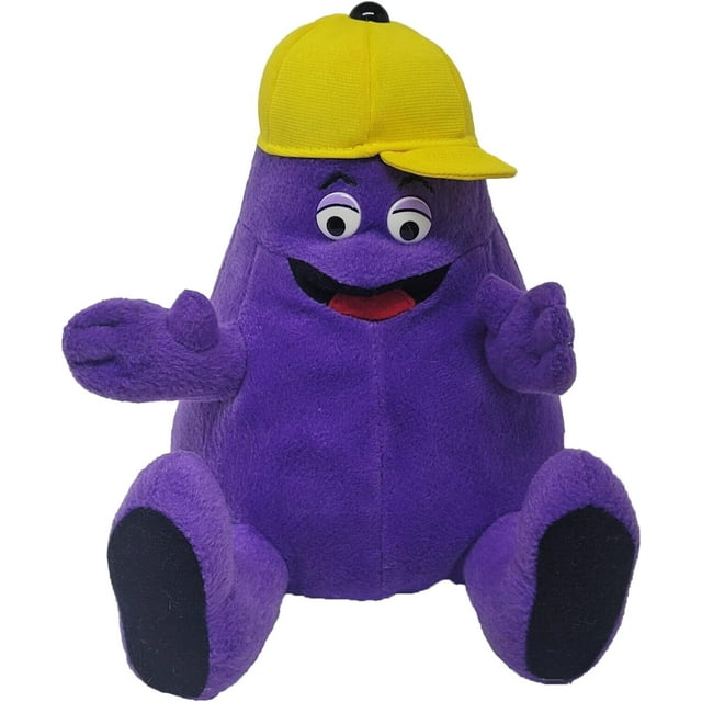 8 inch Grimace Plush Toy with Yellow Hat, Soft Stuffed Animal Figure ...