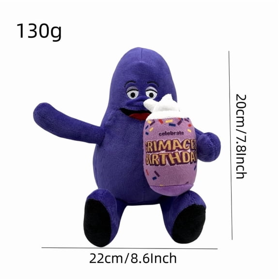 Grimaceshake YellowHat Purple Ghost Face Milk Shake Killer Monster Doll