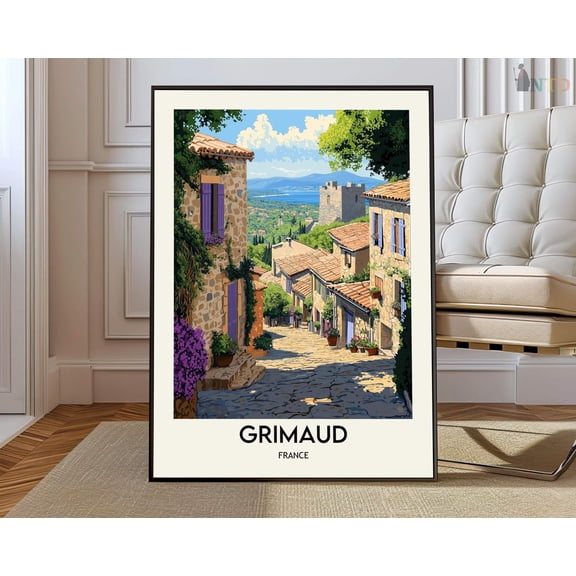 Grimaud French Riviera Poster, Unframed Canvas 8x10in