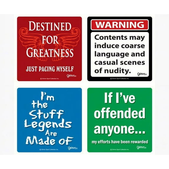 Grimm GRIMMWORD2COAST 3. 5 inch Square Word Coasters Boxed, Set of 4