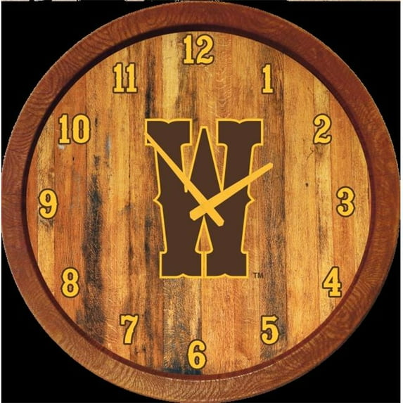 Grimm Industries WY-560-02 20 in. Barrel Team W Wall Clock - WY Athletic, Brown & Gold