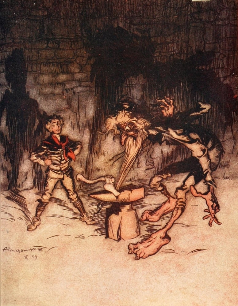 Grimms Fairy Tales 1909 He split the anvil Canvas Art - A Rackham (24 x 36)