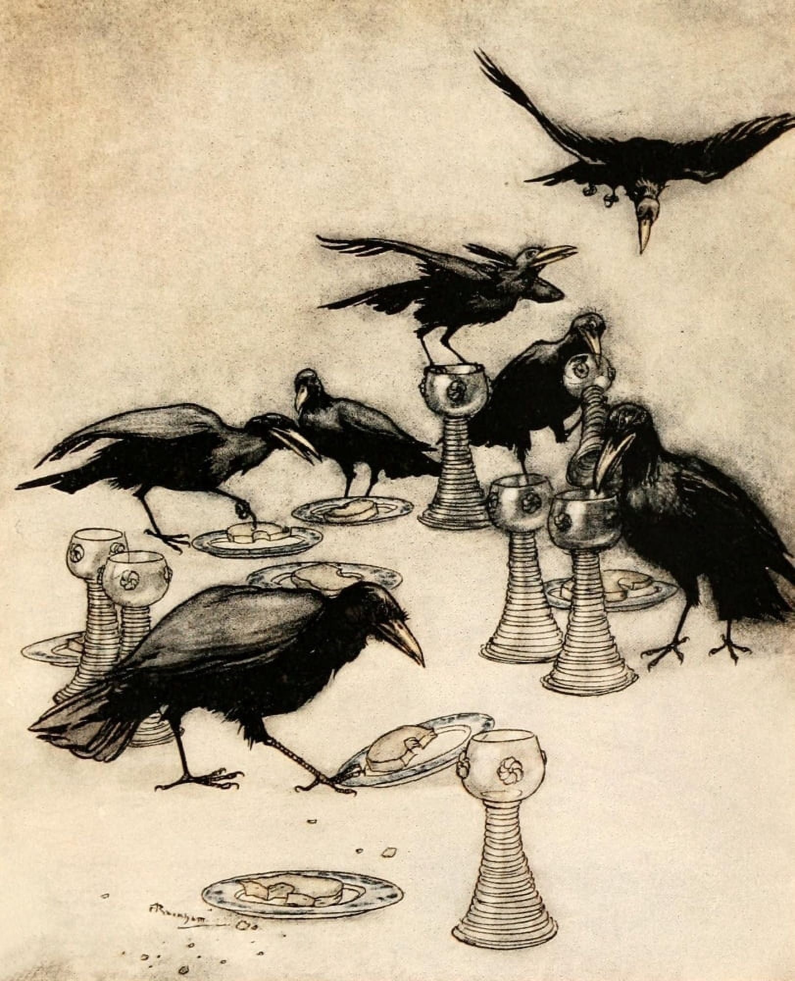 Grimms Fairy Tales 1909 Seven Ravens Canvas Art - A Rackham (24 x 36)