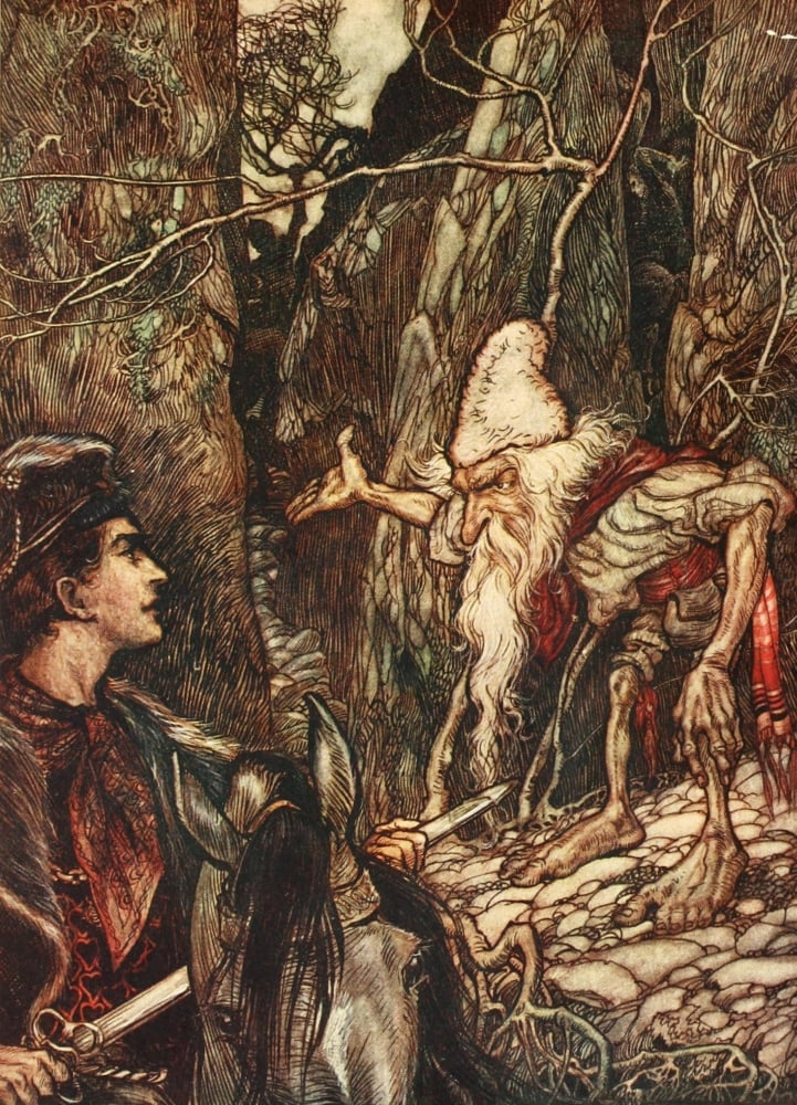 Grimms Fairy Tales 1909 Water of Life Good dwarf Canvas Art - A Rackham (18 x 24)