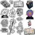 thumbnail image 1 of Grimoire Clear Stamps Candle Crystal Ball Magic Scepter Book Divination Reusable Retro Transparent Silicone Stamp Seals, 1 of 9