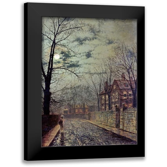 Grimshaw, John Atkinson 11x14 Black Modern Framed Museum Art Print Titled - A Moonlit Road