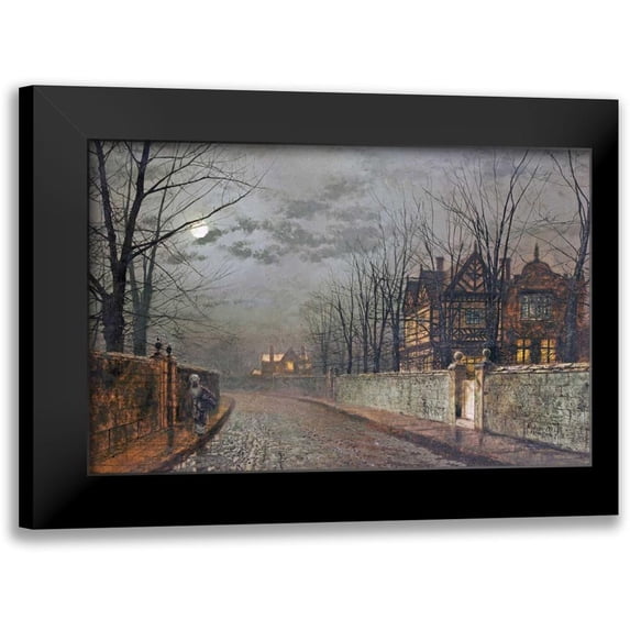 Grimshaw, John Atkinson 18x13 Black Modern Framed Museum Art Print Titled - Old English House, Moonlight After Rain