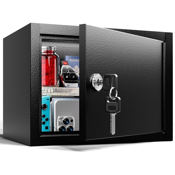 Grimtron Small Safe - (0.22 cu. ft.) Mini Money Box with Combination Lock for Kids, Medicine Box for Grandmother