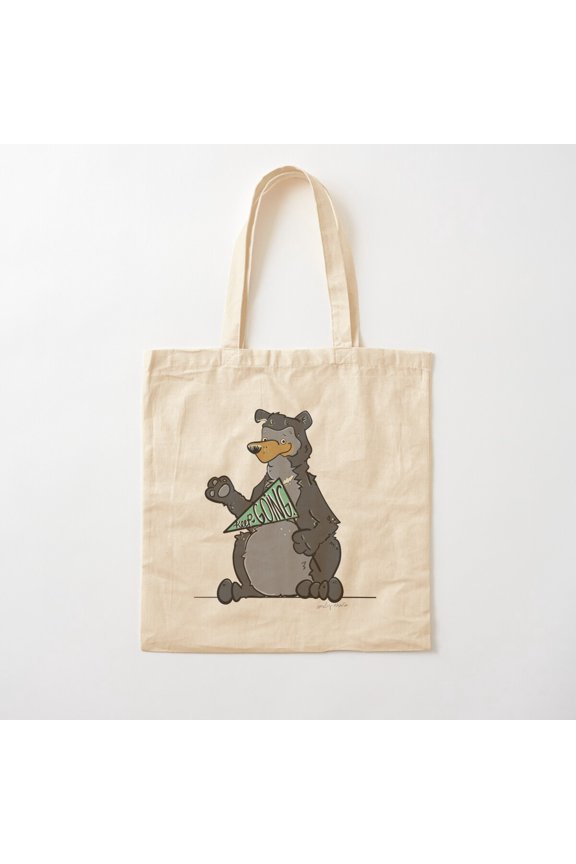 Grin And Bear It Canvas Canvas Tote Bags, Reusable Shopping Bag