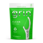 Grin Clean Flosspyx - 75 ct - Dental Floss Picks, Flossers, Super Strong Floss, For Tight Teeth, Minty Fresh, Made with Recycled Plastic