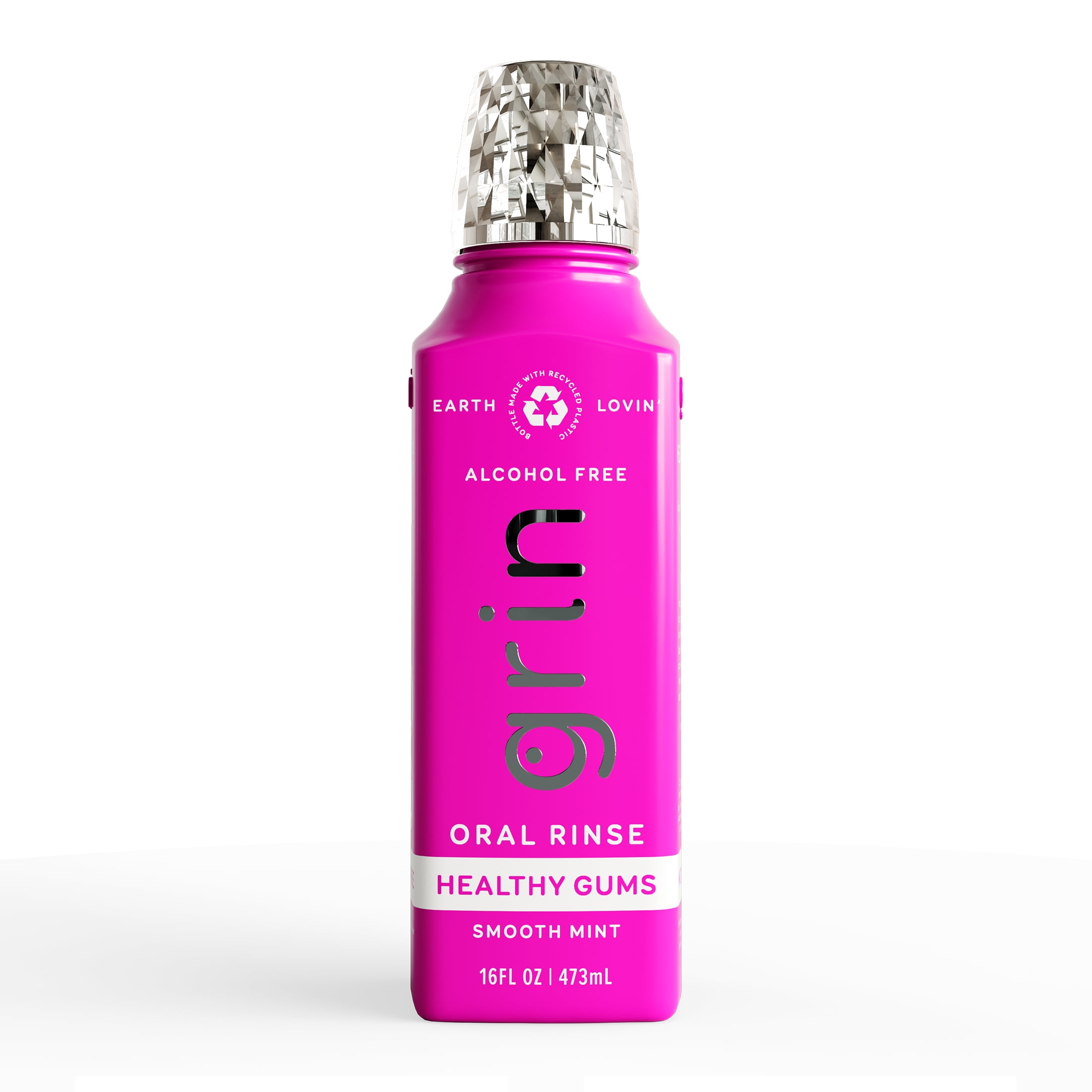 Grin Healthy Gums Oral Rinse - 16 oz - Healthy Gums Mouthwash, Smooth Mint Flavor, Alcohol-Free, Organic Ingredients, Aloe & Xylitol, Essential Oils, Bottle Made From Recycled Plastic