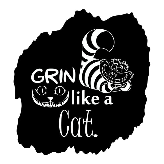 Grin Like A Cat Beautiful Big Smile Inspiring Quote wall Design Wall Art Sticker Designs Vinyl Stickers For Home House Walls Rooms Windows Bedroom Decoration Size (20x20 inch)