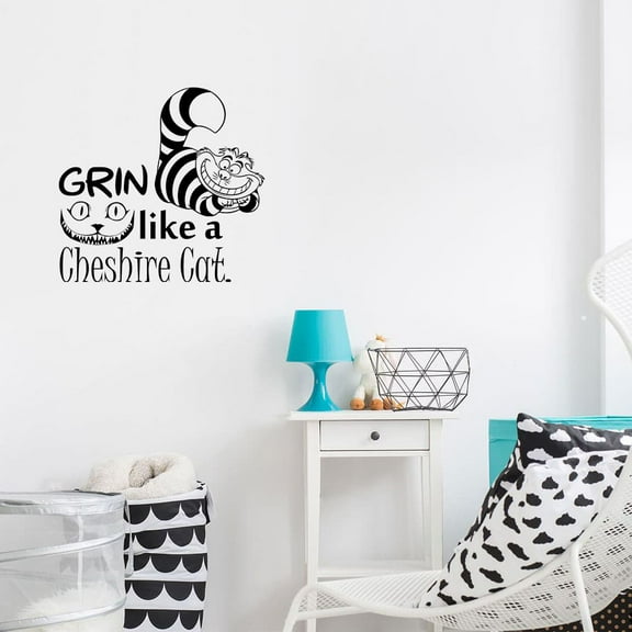 Grin Like Cheshire Cat Alice in Wonderland Cartoon Wall Sticker Art Decal for Girls Boys Room Bedroom Nursery Kindergarten House Fun Home Decor Stickers Wall Art Vinyl Decoration Size (8x10 inch)