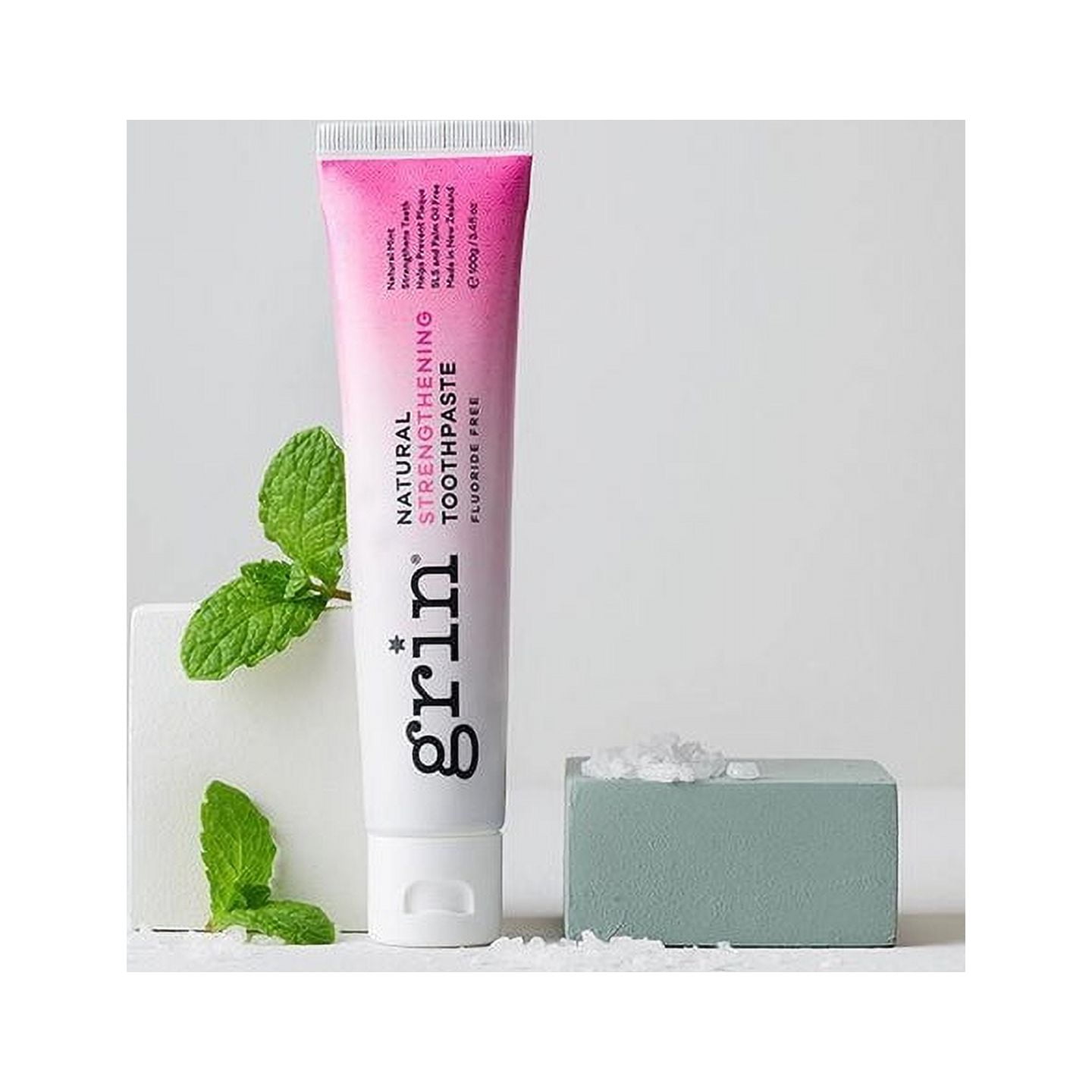 Grin Natural Toothpaste, Vegan, Strengthening, Sustainable, Fluoride Free, SLS Free, Palm Oil