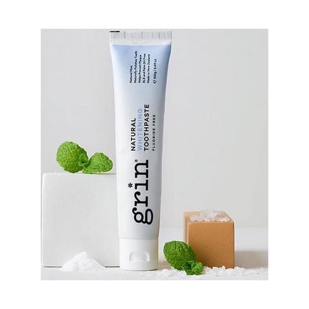 Grin Natural Toothpaste, Whitening, Sustainable, Fluoride Free, SLS Free, Palm Oil Free, Baking Soda, Propolis, 3 Pack (3.4 fl oz) Age 9+