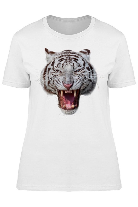 Grin Of White Bengal Tiger T-Shirt Women -Image by Shutterstock, Female Large