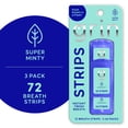 thumbnail image 1 of Grin Strips Breath Strips, Super Minty, Instant Fresh Breath, Dissolves Instantly on Your Tongue, Sugar-free and Calorie-free, No Artificial Colors, 72 Breath Strips (3-24 Packs), Pocket-Sized Pack, 1 of 5