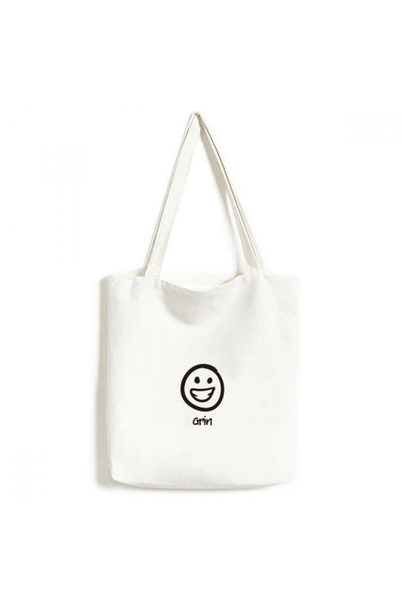 Grin White Cute Chat Happy Pattern Tote Canvas Bag Shopping Satchel Casual Handbag