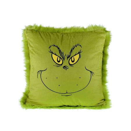 Grinch 16 inch Furry Pillow, Green, by Ruz