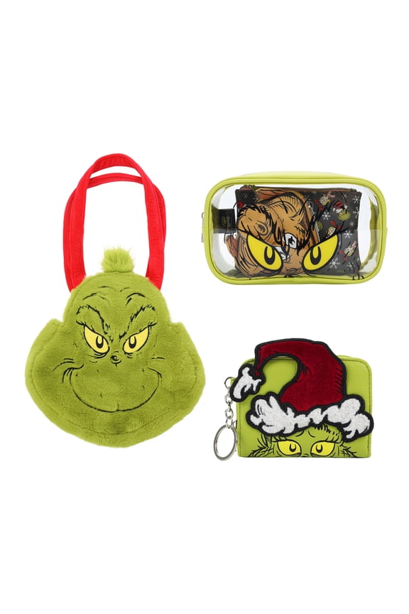 Grinch 3D Art Tote Bag Wallet & Travel Set Kit