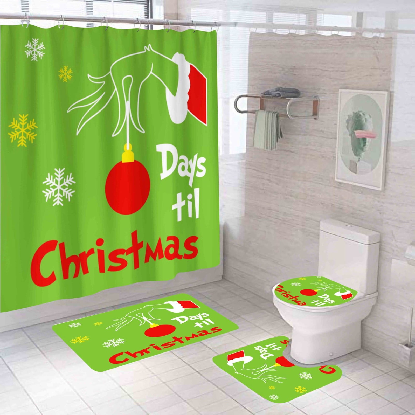 Grinch Bathroom Set,Grinch Shower Curtain Set,Grinch Christmas Bathroom ...