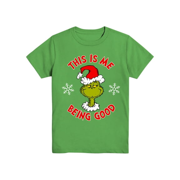 Grinch Being Good, Boys Apparel Crew Neck Short Sleeve T-Shirt, Sizes 4-18
