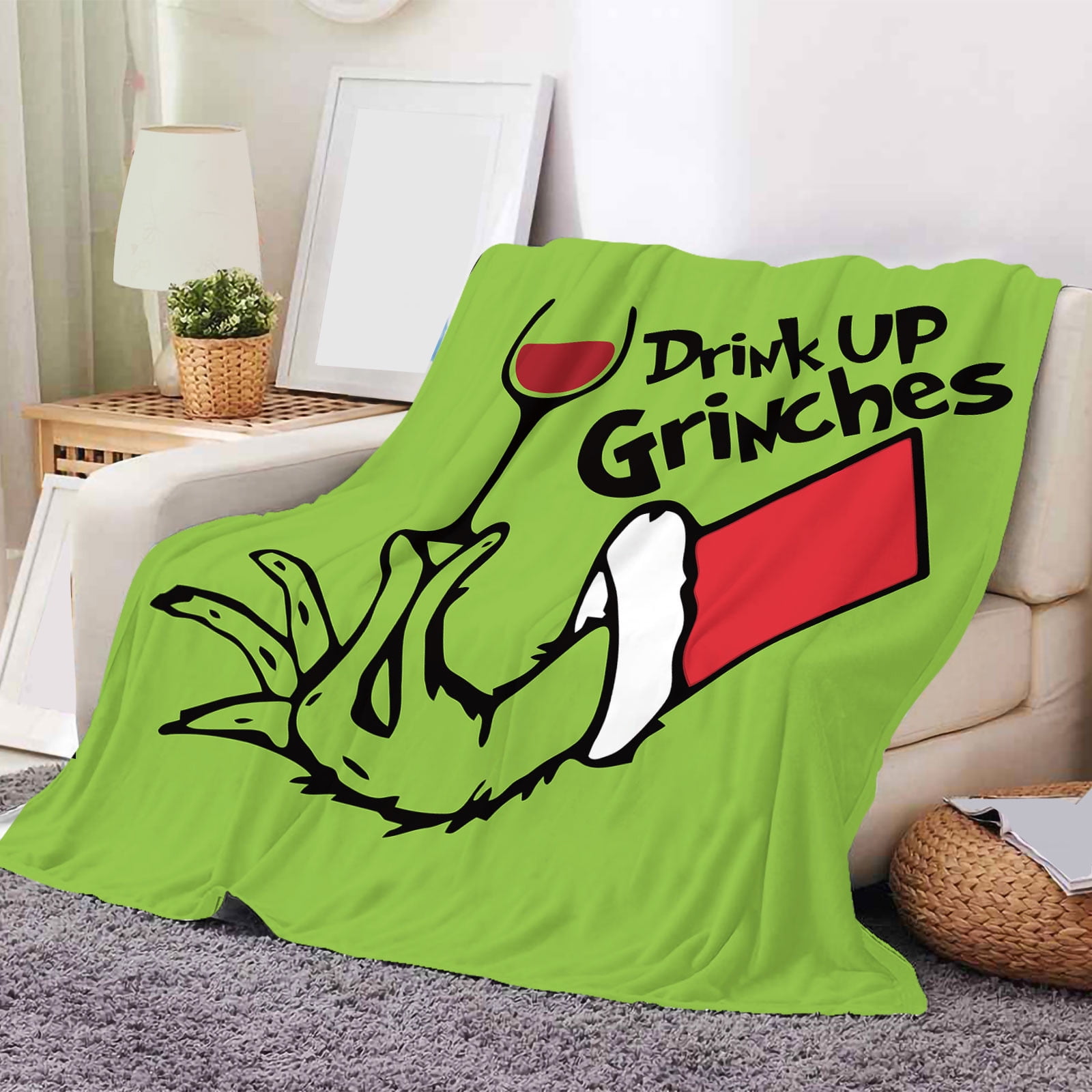 Grinch Blanket Soft New Year Grinch Blanket Warm Flannel for