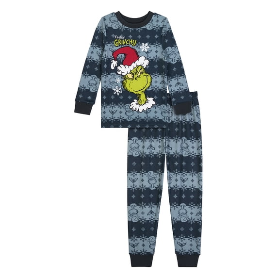 Grinch Boys Long Sleeve Sleep Top and Pants Set, 2-Piece, Sizes 4-10
