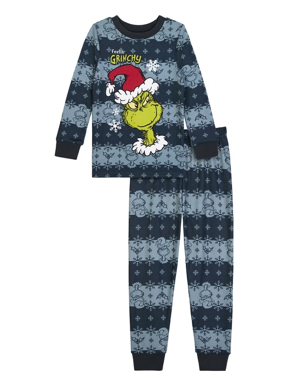 Grinch Boys Long Sleeve Sleep Top and Pants Set, 2-Piece, Sizes 4-10