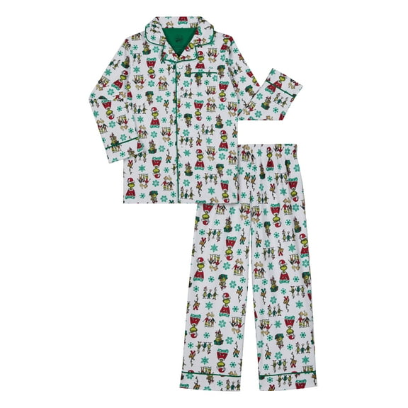 The Grinch Christmas Boys Notch Collar Top and Sleep Pants Pajama Set, 2-Piece, Size XS