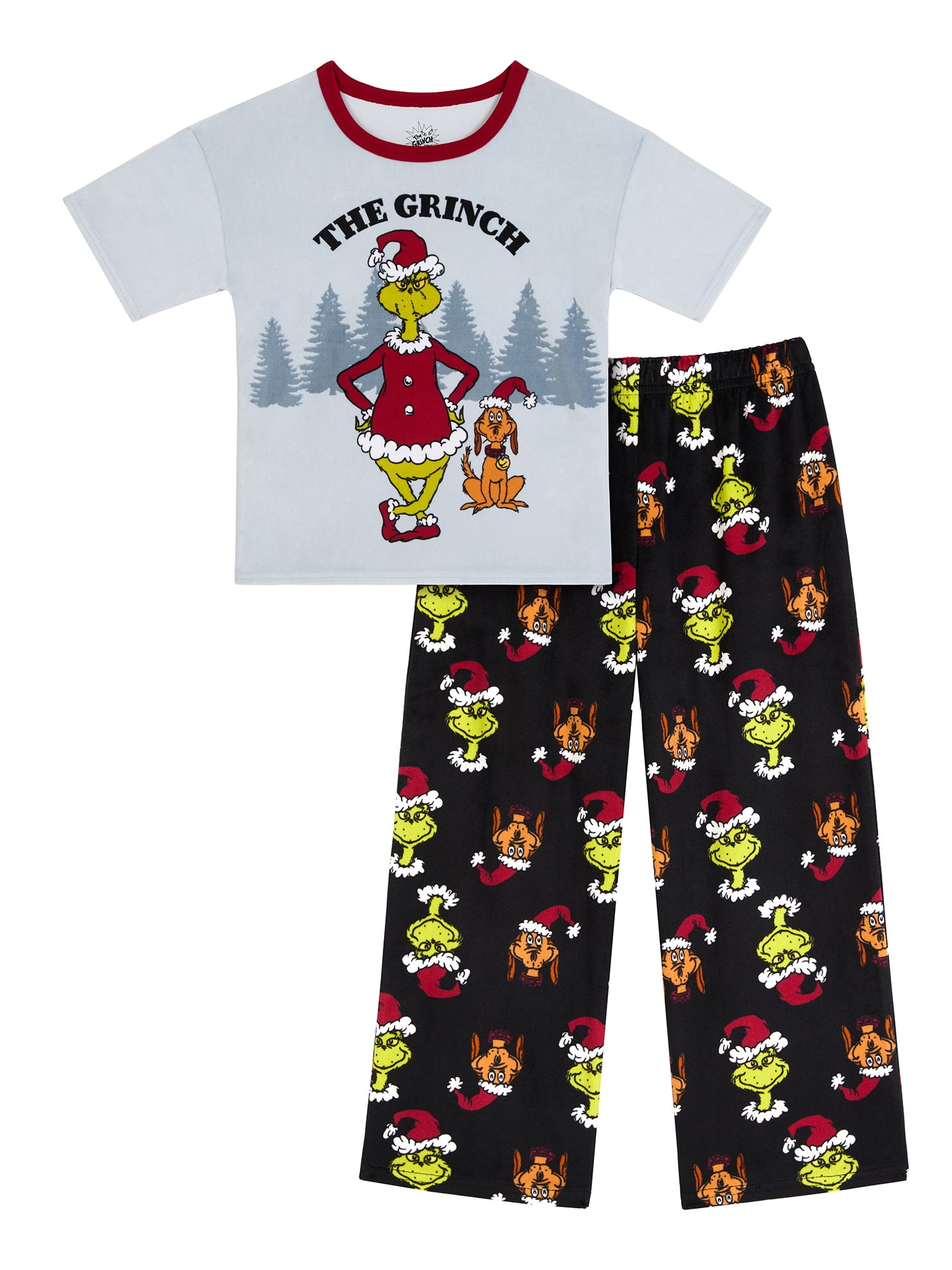 Grinch Boys Short Sleeve Sleep Top and Pants Pajama Set, 2-Piece, Sizes 4-12