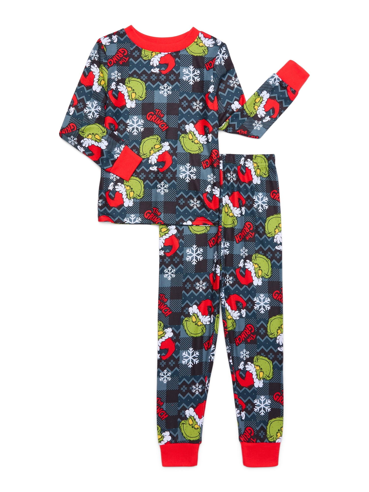 The Grinch Boys Snug Fit Long Sleeve Top and Sleep Pants, 2-Piece Pajama Set, Sizes 4-10
