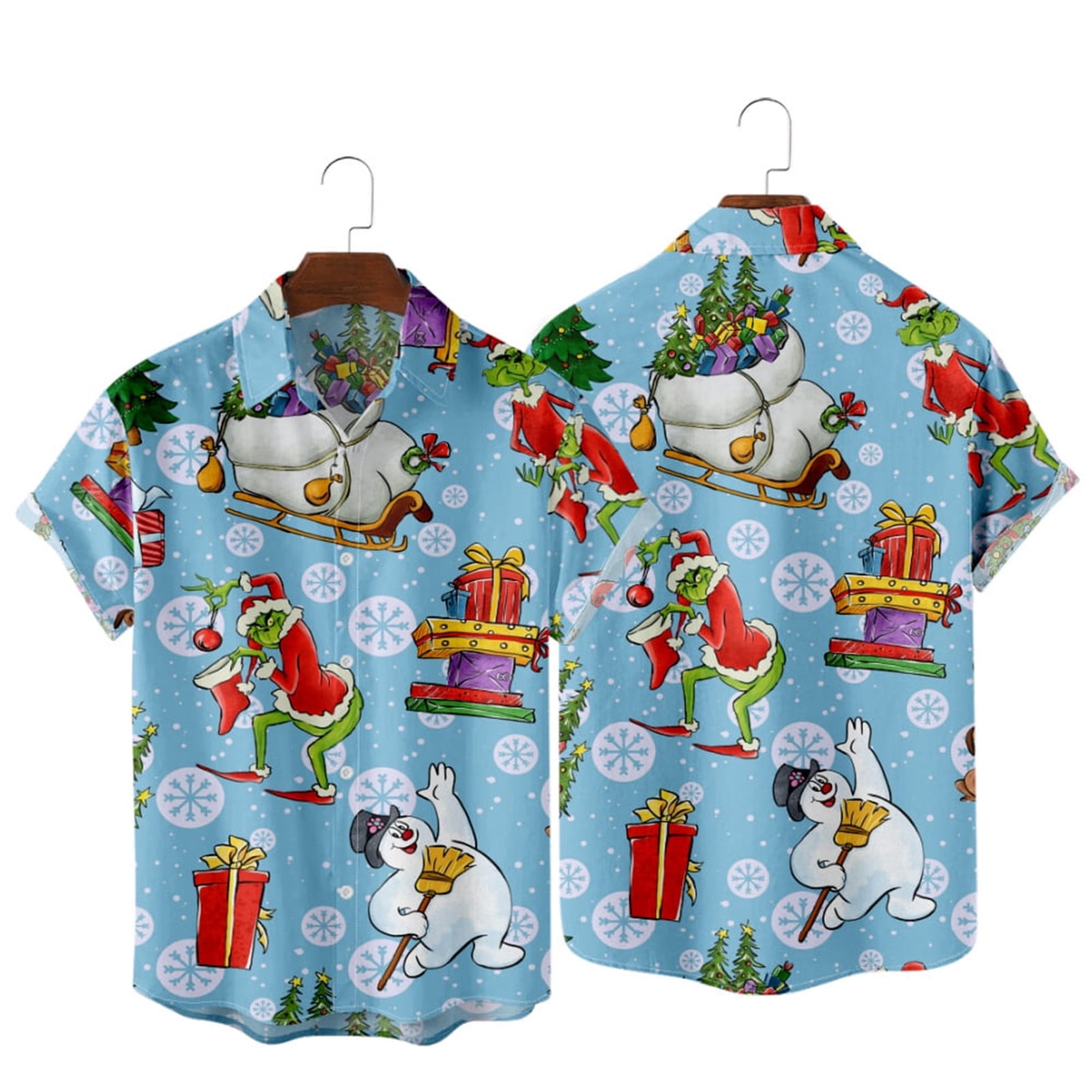 Grinch Button Up Shirt,Funny Grinch Shirts,Grinch Hawaiian Shirt,Men's