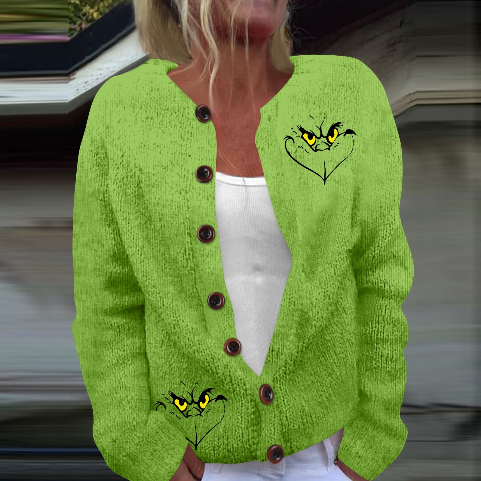 Grinch Cardigan Sweaters Women's Cardigan Sweaters Solid
