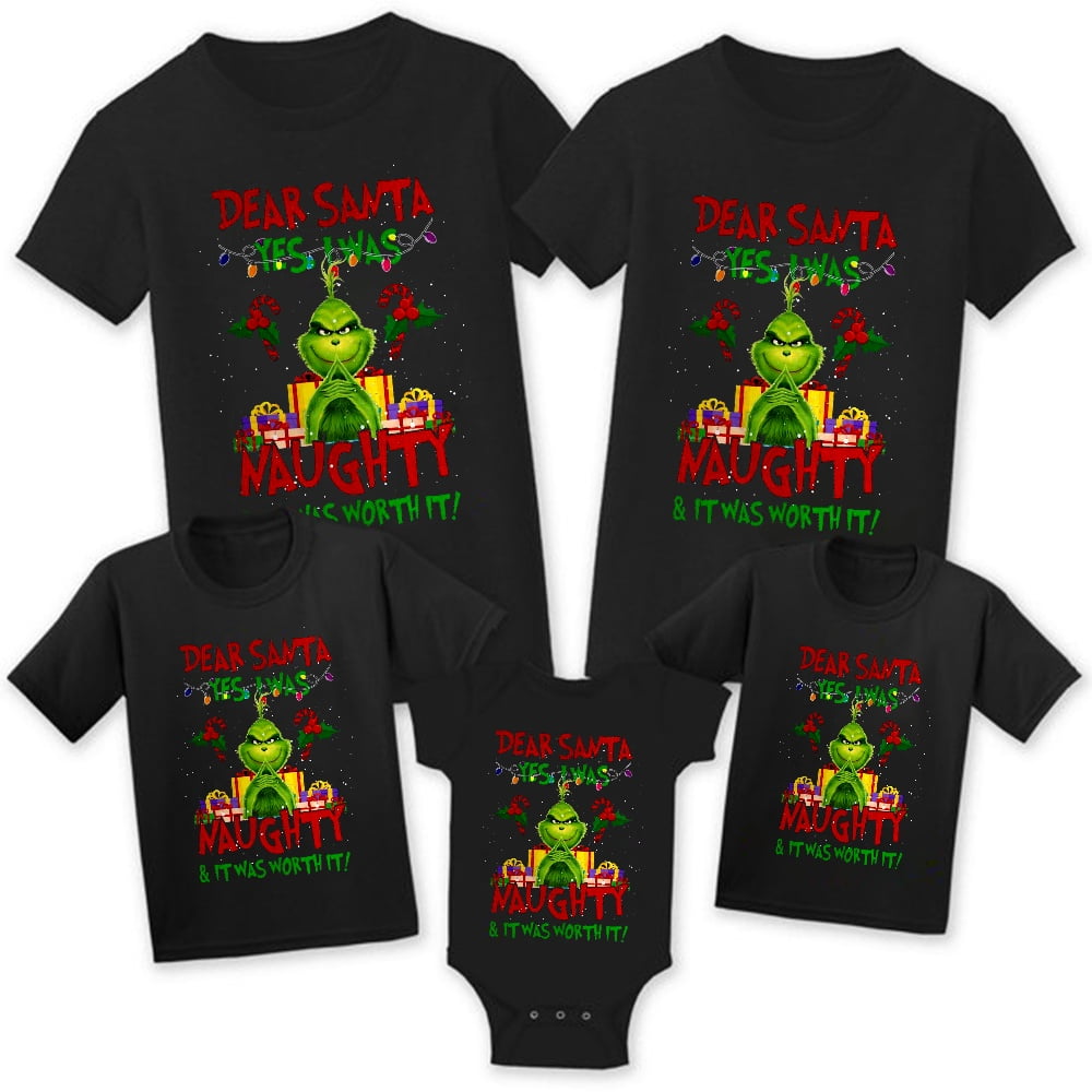 Grinch Casual Print Custom Family Shirt Christmas Tee Shirt for Women Men  Kid Toddler Baby Plus Size XS-5XL 