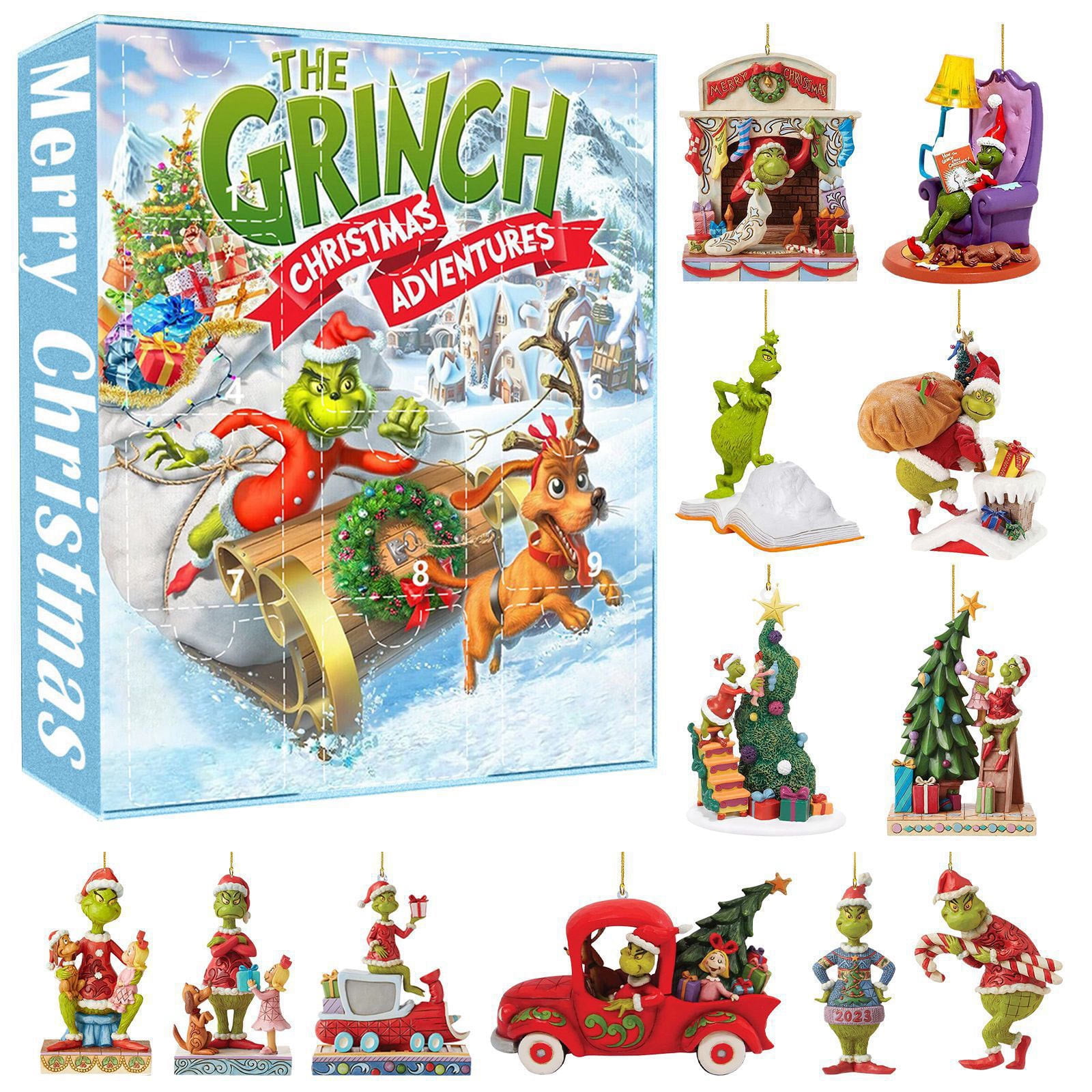 Grinch Christmas Advent Calendar 2024, Christmas Grinch Figures Advent