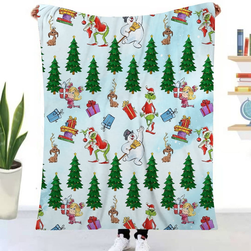 Grinch Christmas Blanket Personalized Xmas Themed Pattern Cozy Holiday